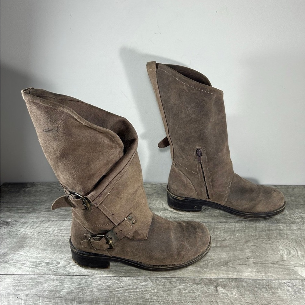Colorway Moto Buckle Brown Leather Women’s Riding Motorcycle Boots Size 11 US